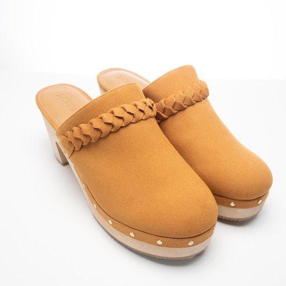 NEW J. CREW Clogs in Tan faux suede BJ249 $158 size 10 - Picture 3 of 13
